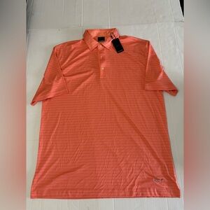 Greg Norman Collection Coral Orange Stripe Polo